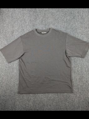 Uniqlo U AIRism Cotton Oversized Crew Neck T-Shirt L Dark Gray Charcoal